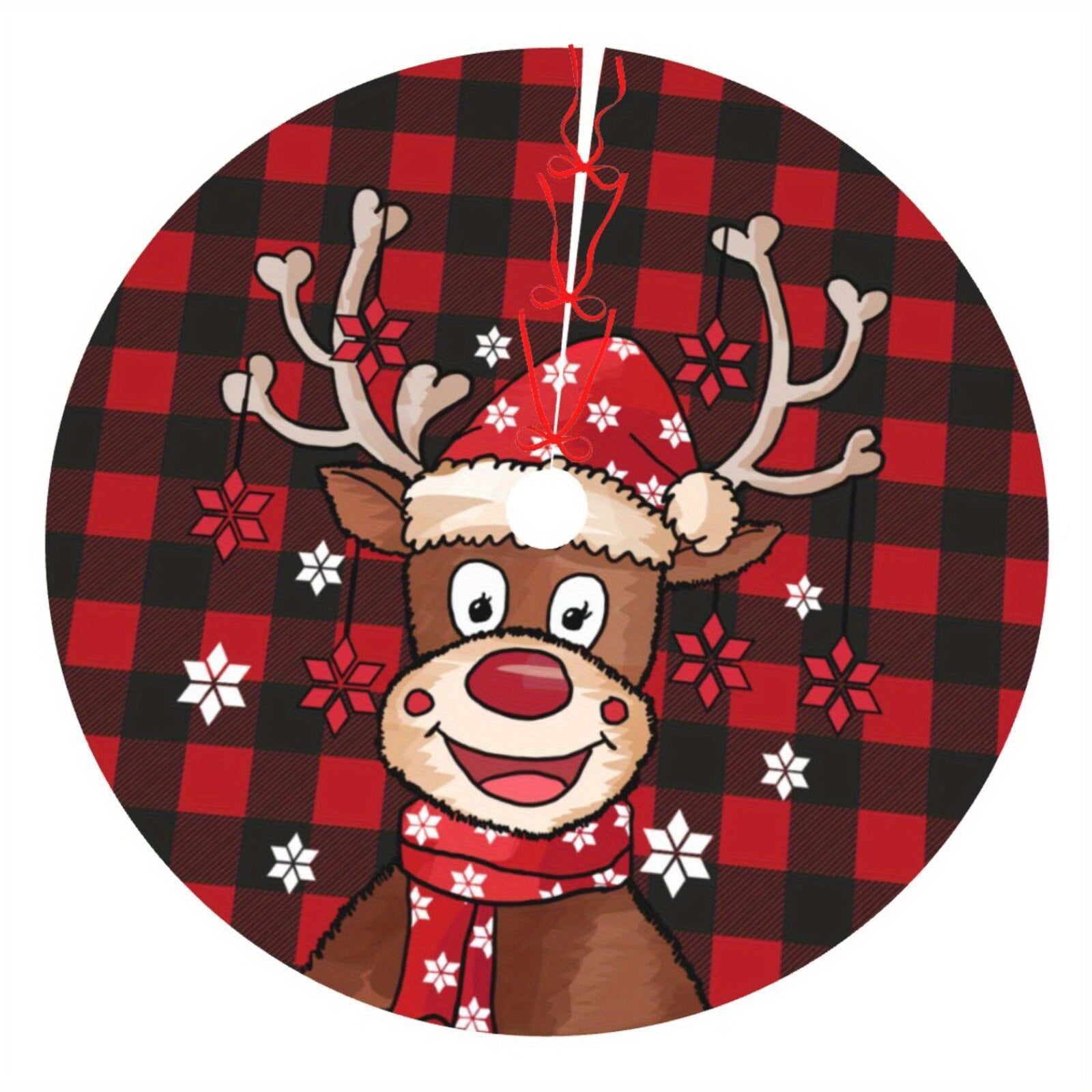 Festive Santa Claus Snowflake Christmas Tree Skirt Holiday Decor