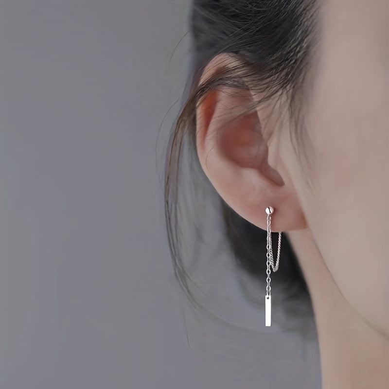 2.5g Light Luxury Earrings with S925 Sterling Silver Chain Pendant Tag and Tassel