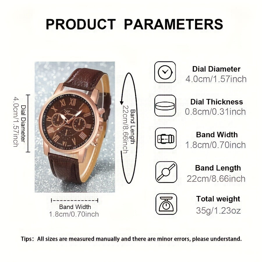 Unisex Quartz Watch Set 3 5 7 10 Pieces Faux Leather Strap Zinc Alloy Case