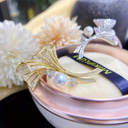 Luxury Ginkgo Leaf Brooch Silver Elegant Jewelry Accessory