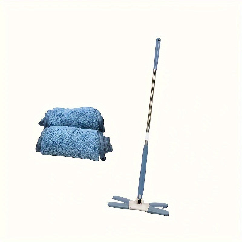 Butterfly Shaped Flat Mop Kit with Microfiber Pad and Reusable Cloths for Wet Dry Cleaning