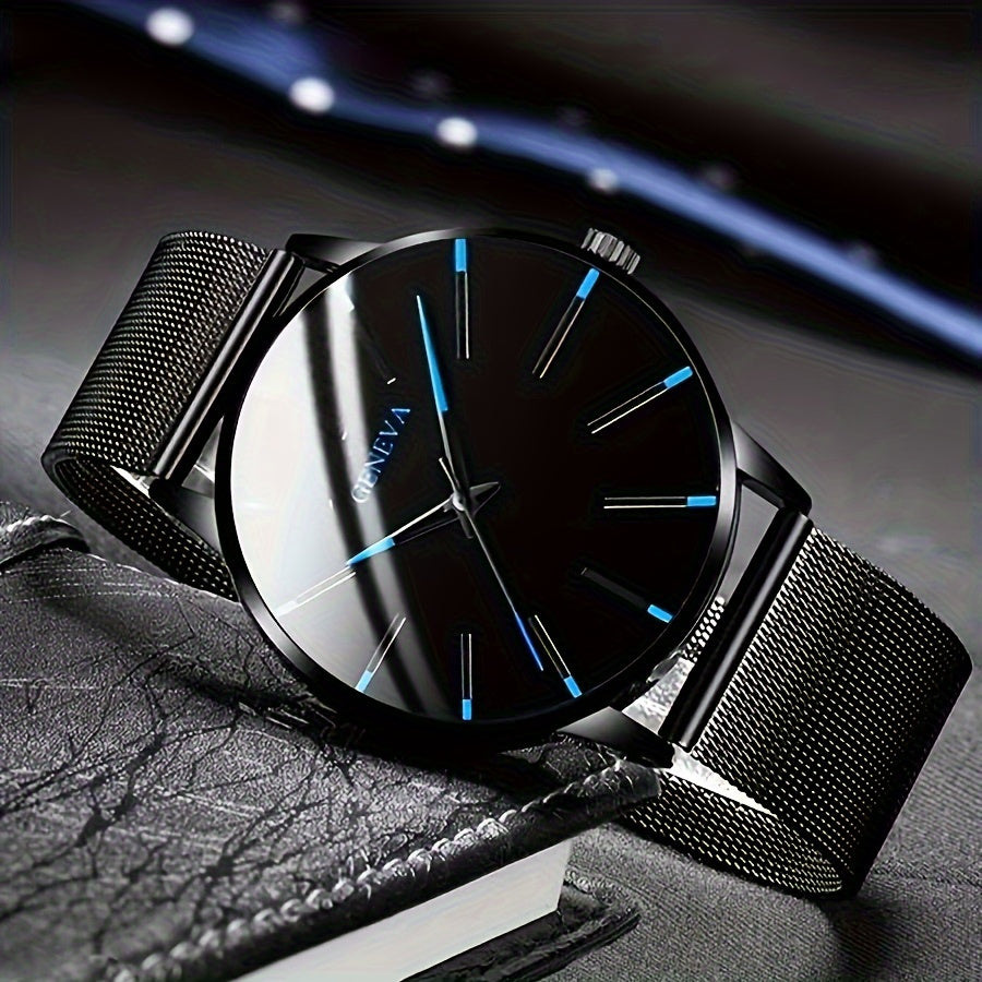 Men's Quartz Watch with Round Dial Plastic Case Rubber Band Fashionable