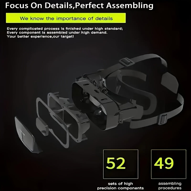 Smartphone VR Glasses Adjustable Lenses for 3D Games and Movies Compatible with iPhone and Android 12.7-17.78 cm Unisex