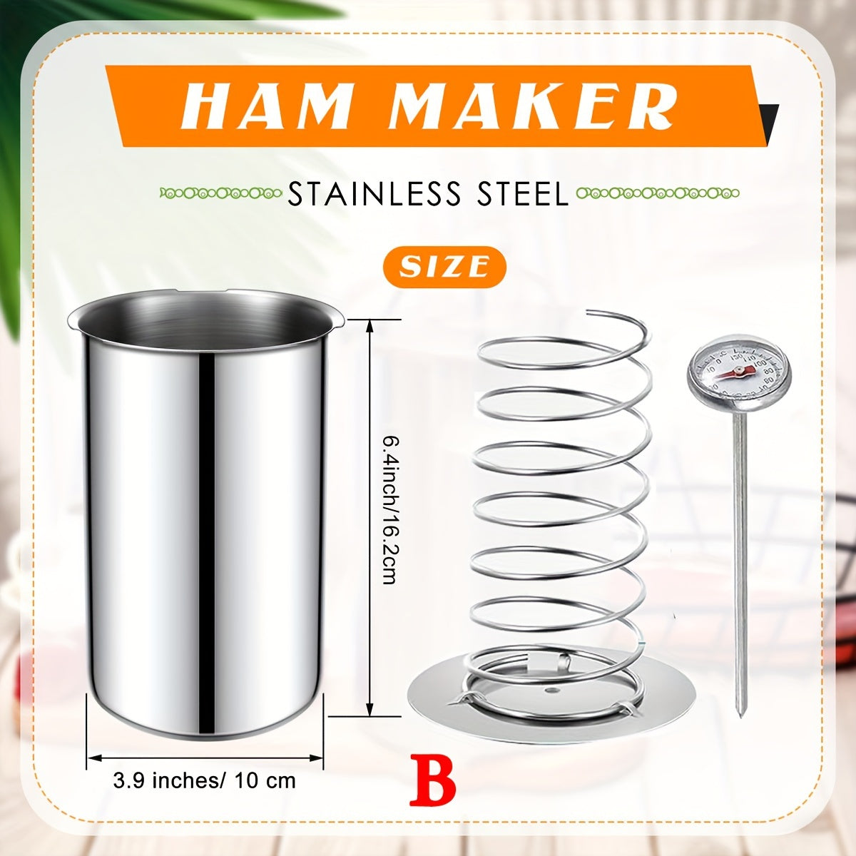 Stainless Steel Meat Tenderizer with Thermometer for Cooking Steamed and Boiled Meats