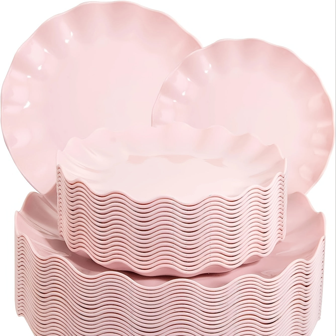 Pink Plastic Party Plates Set of 24 Durable Microwave Safe Dishwasher Safe