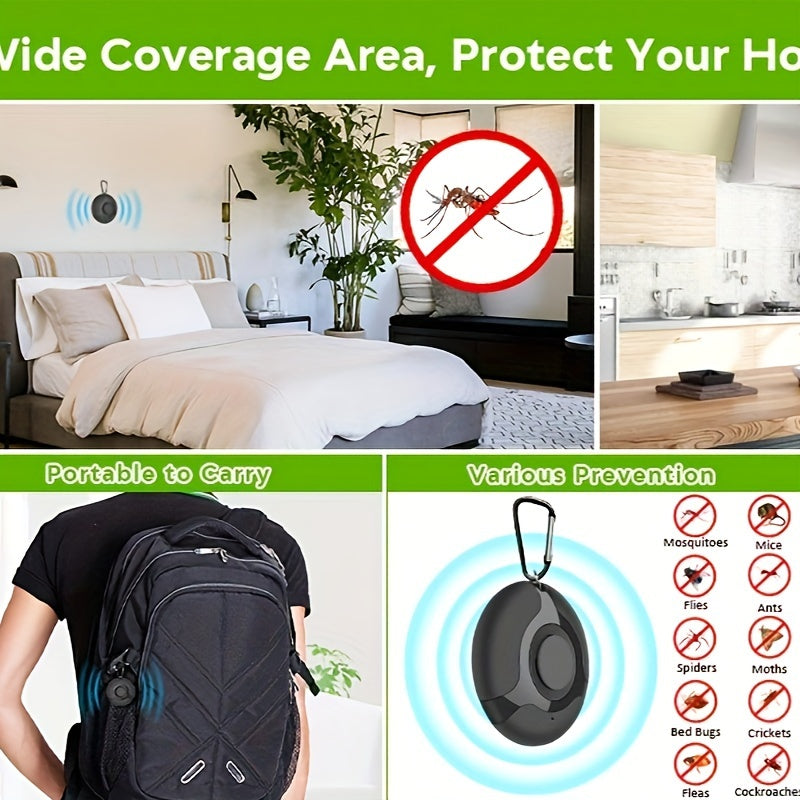 Ultrasonic Pest Repellent Indoor Outdoor Mosquito and Flea Repeller Black