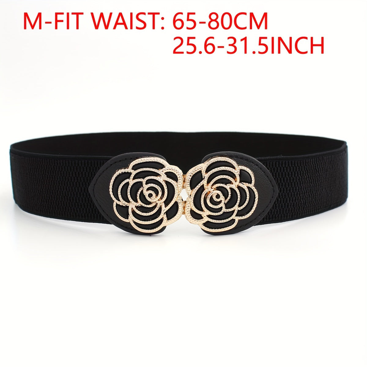 Women's Metal Leaf Buckle Wide Vintage Stretch Waist Belt for Dresses