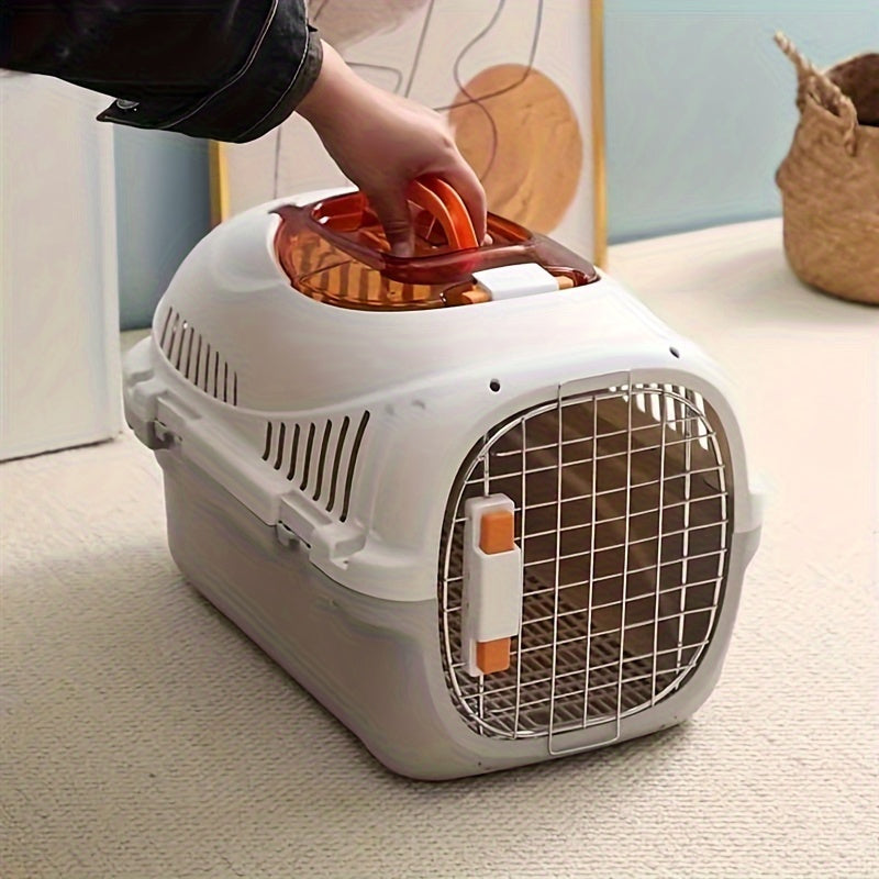 Portable Cat Carrier Box PP Material Breathable All-Season Travel with Skylight