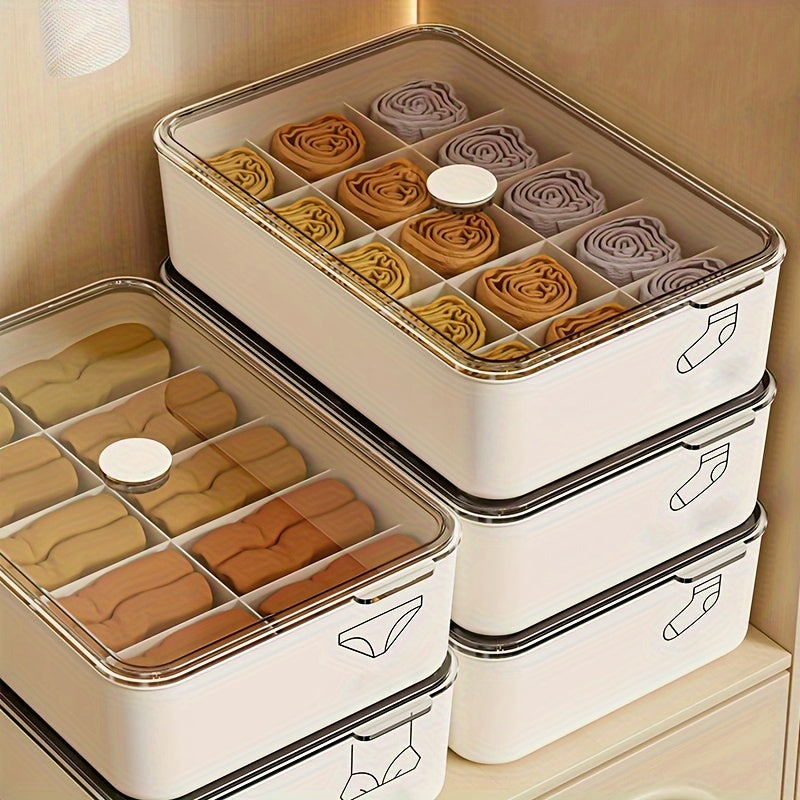 Juego de 3 cajas de almacenamiento blancas para ropa interior con divisores para sujetadores, calcetines y ropa interior