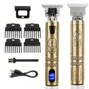 Men's Cordless Hair Clippers and Beard Trimmer Kit with LCD Display and T-Blade