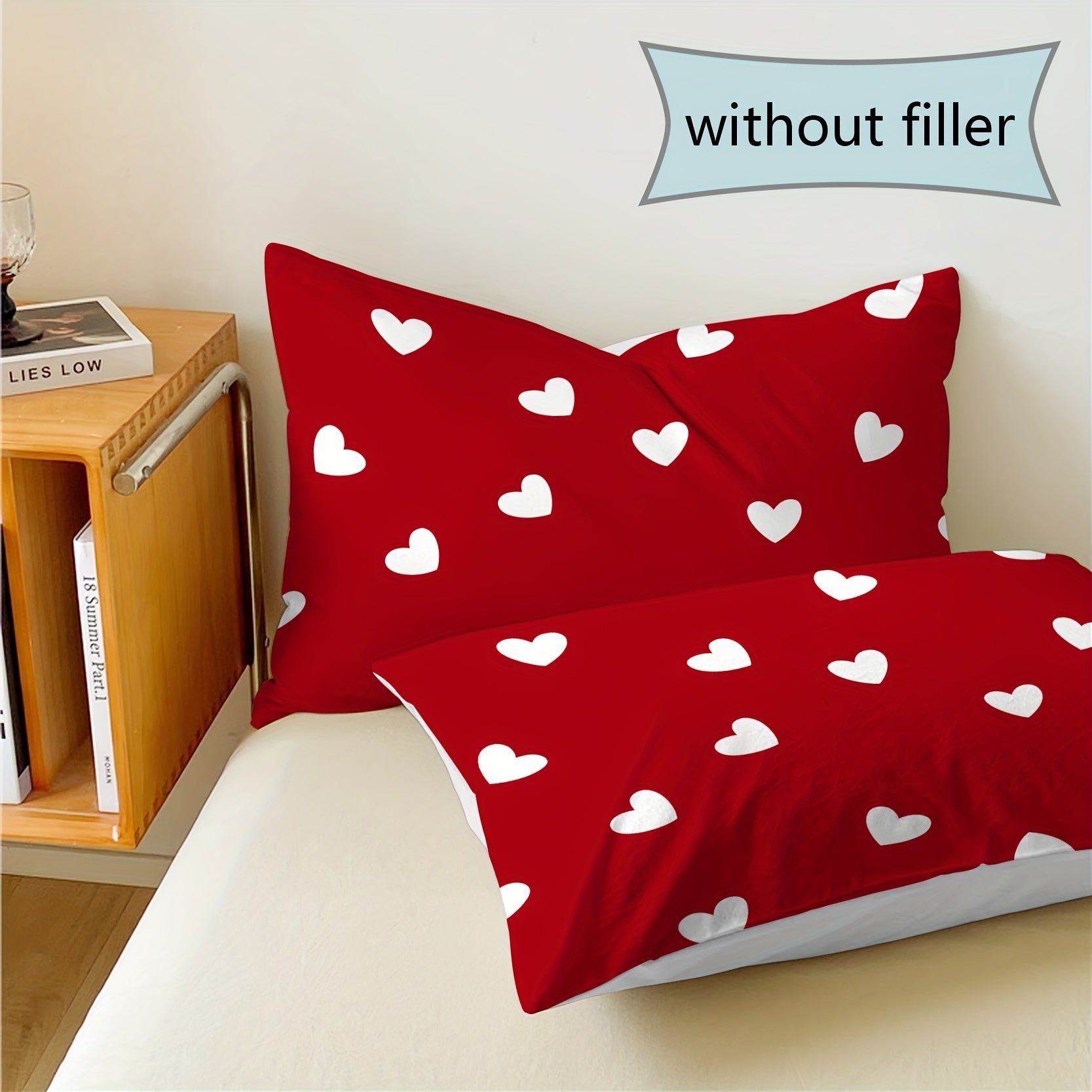 Breathable Love Pattern Pillowcases Set of 2 for Bedroom Sofa Decorative Fabric