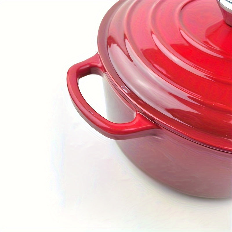 Set of 3 Enamel Cast Iron Pots 22cm 24cm 26cm Non-Stick Handles