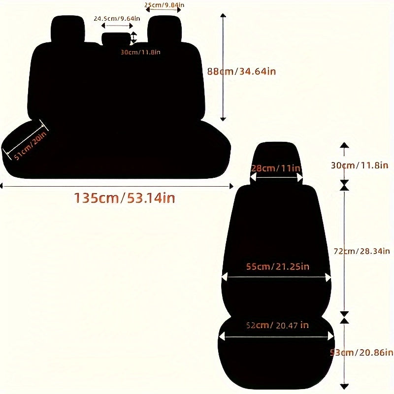 Car Seat Cover Set for 5-Seater Ice Slip Fiber PU All-Season Protection