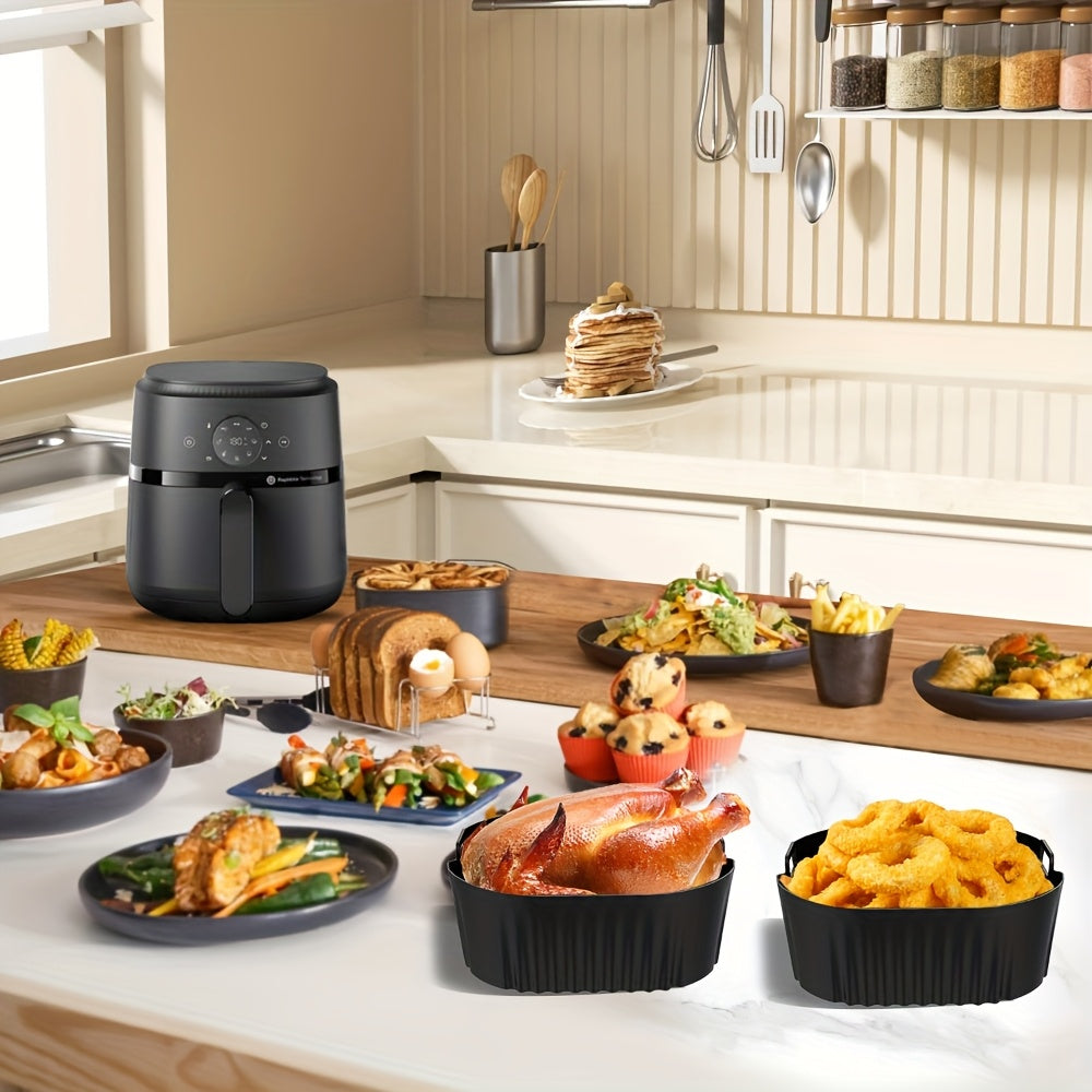 20cm Qayta ishlatiladigan Silikon Havo Fryer Qoplamalari 4.2L va 5.5L Havo Fryerlar uchun, pech, mikroto'lqinli pech uchun xavfsiz, yopishmaydigan