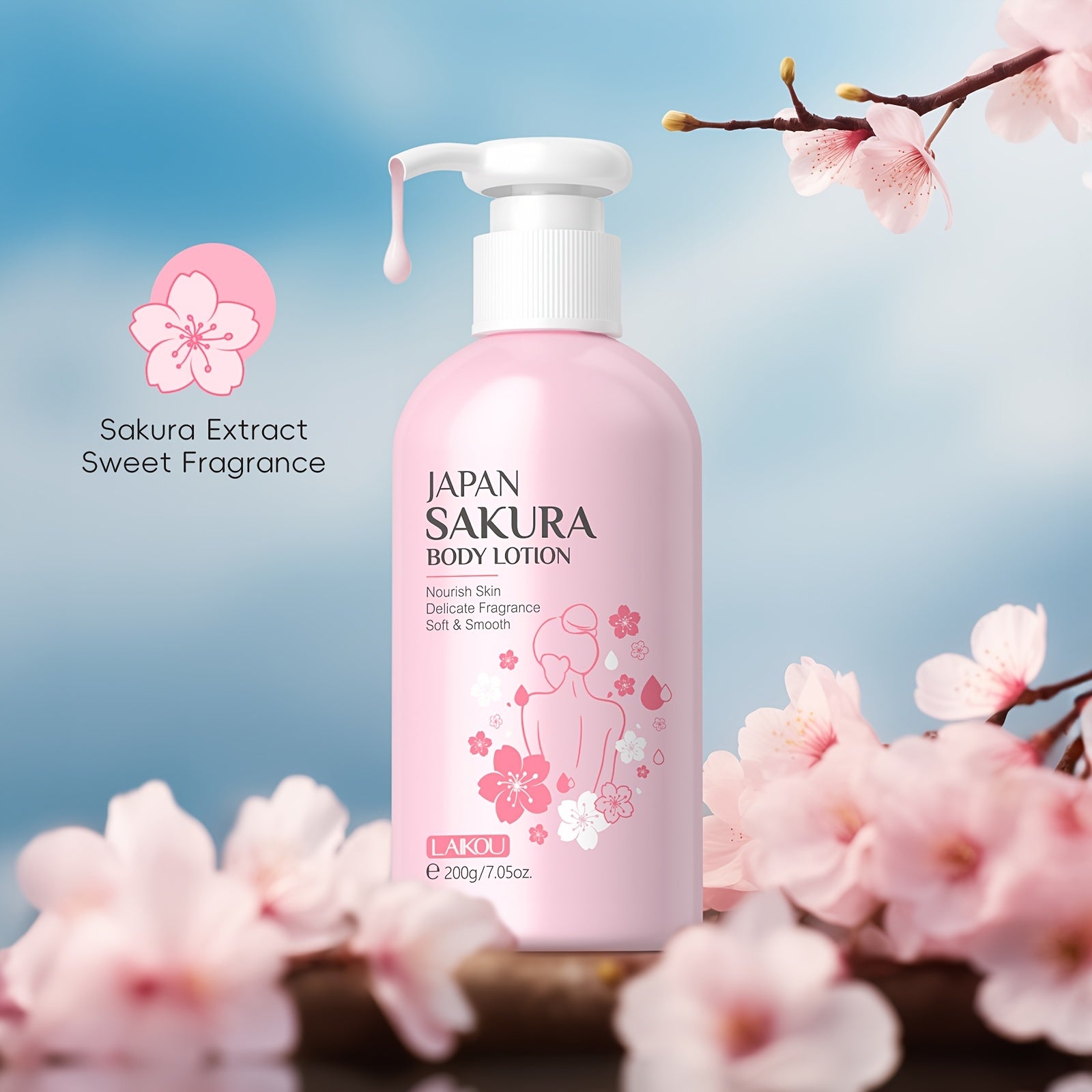 Sakura Hand Cream 200g Deep Hydration Vitamin C Niacinamide for Dry Sensitive Skin