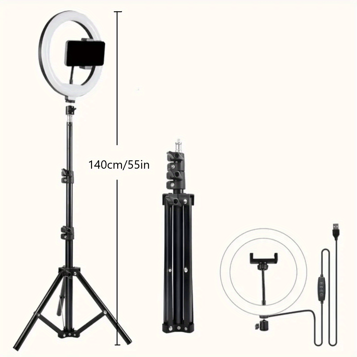 10-Inch USB Powered Selfie Ring Light with 43-Inch Tripod for Video and Live Streaming