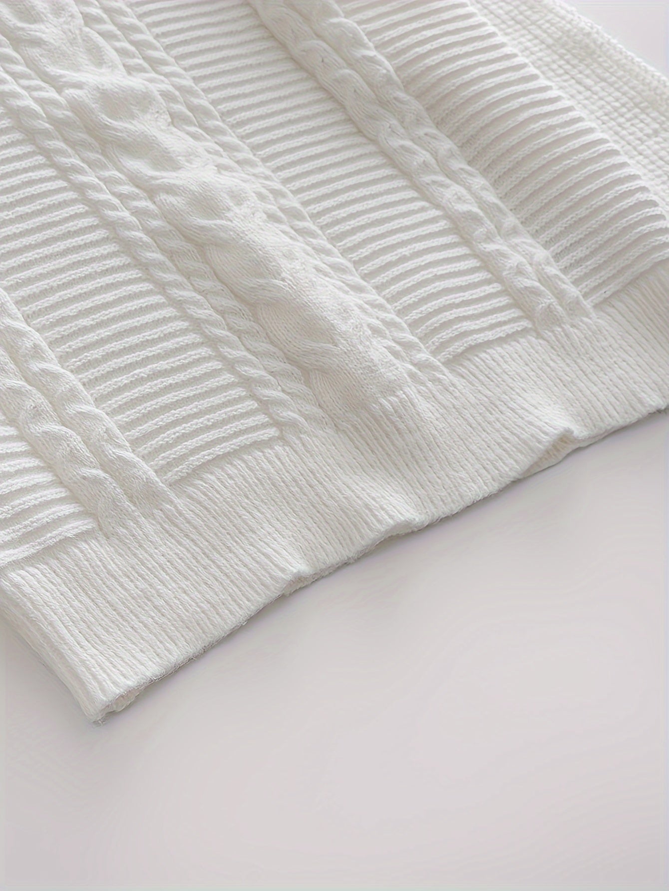 Men's Solid Color Cable Knit Sweater Crew Neck High Stretch All Seasons Polyester