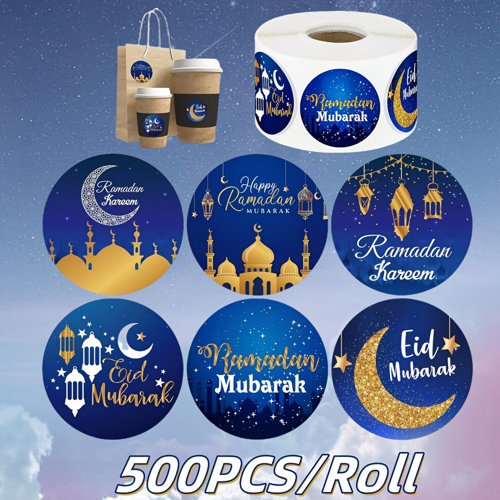 Ramadan Kareem Stickers Set 500 Pieces Mosque Lantern Star Gift Wrapping Decoration