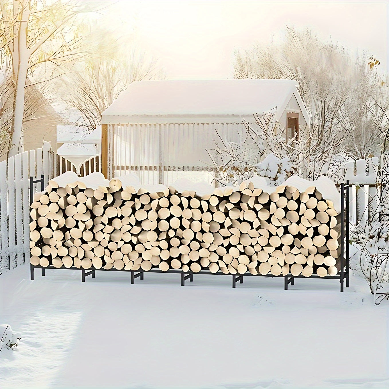 Adjustable Heavy-Duty Firewood Rack for Indoor Fireplace and Outdoor Storage