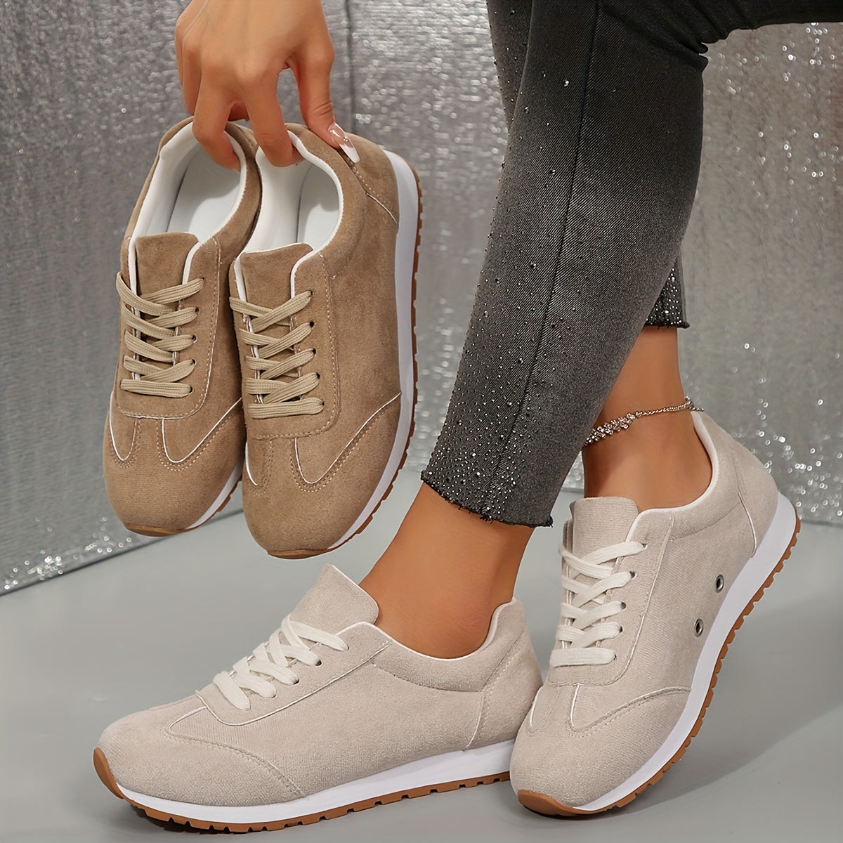 Women's Fashion Sneakers, Breathable Fabric, Low Top Casual Shoes