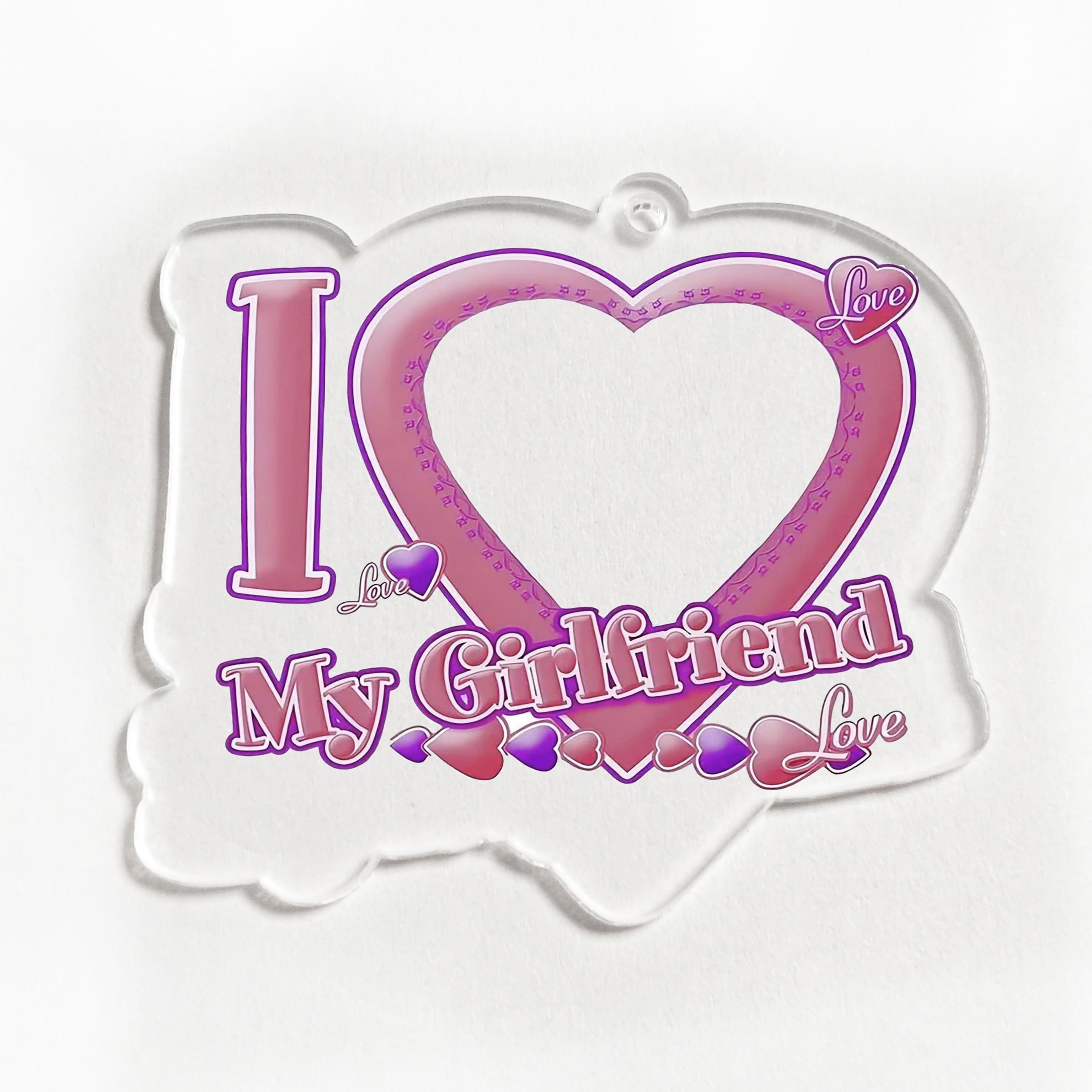 Personalized Acrylic Heart Keychain with UV Portrait and Alphabet Theme for Valentine's Day