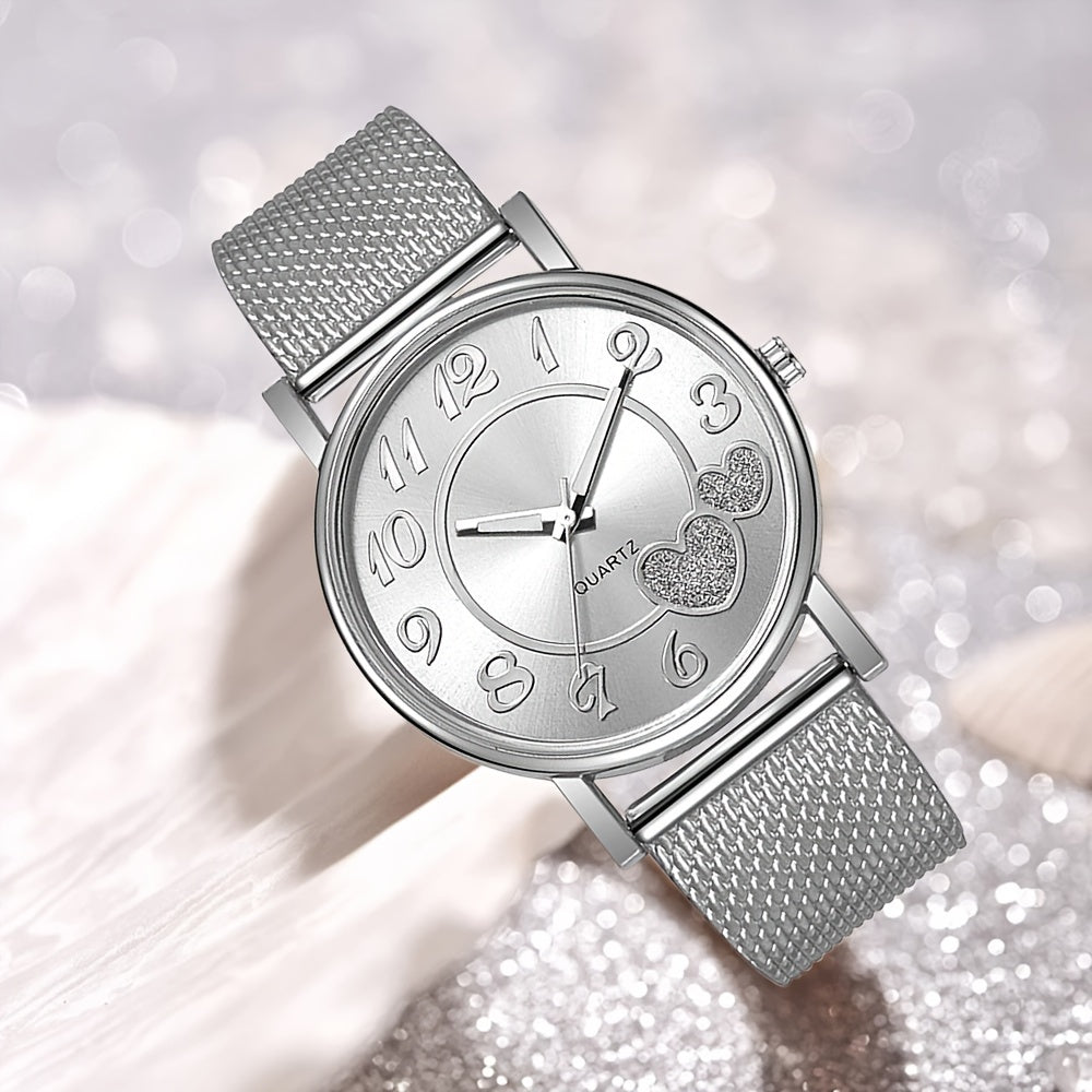 Набор из 6 женских повседневных кварцевых часов и ювелирных украшений в подарок для ежедневного ношения