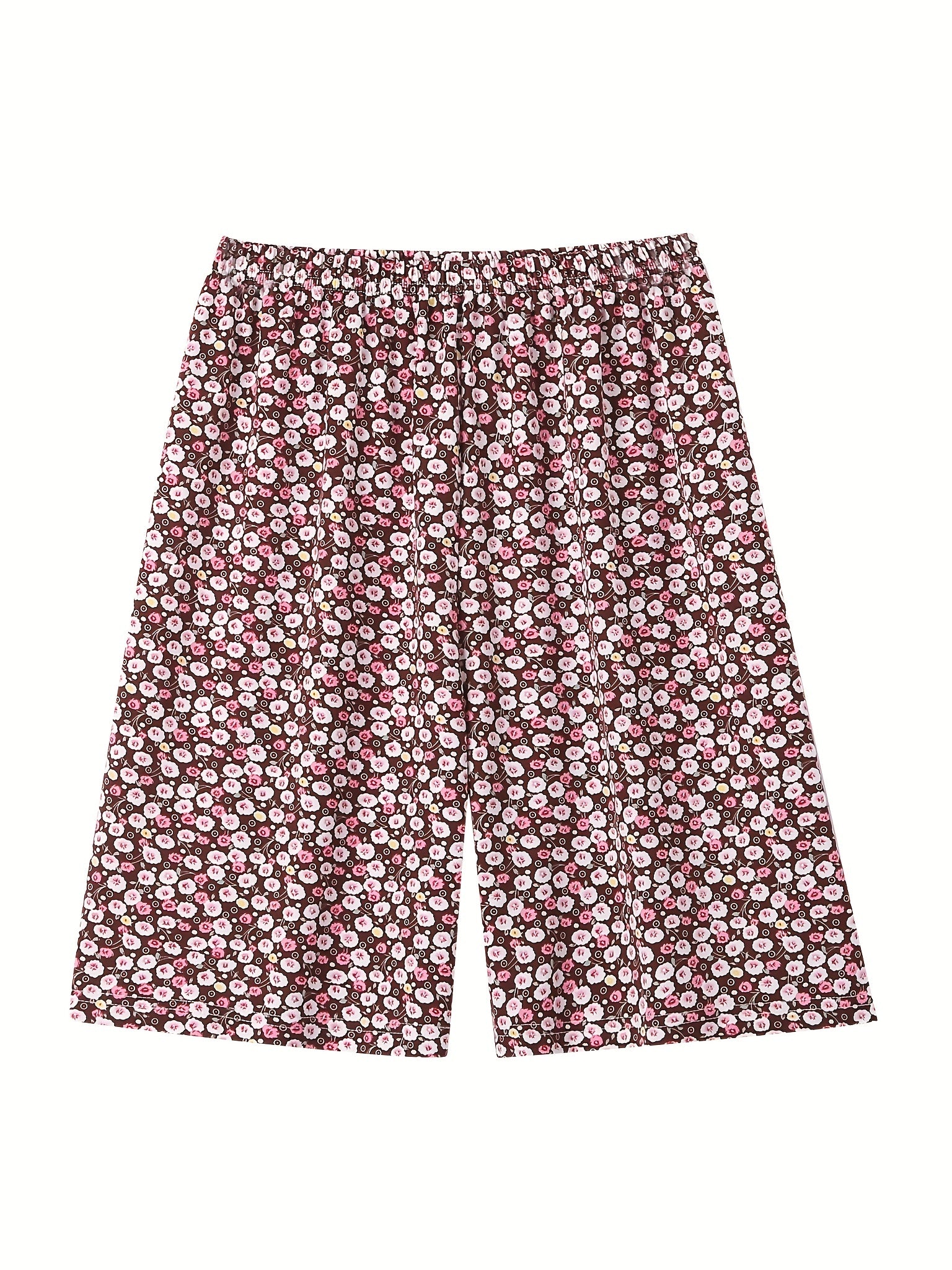 Women's Large Size Pajama Shorts Sets Summer Casual Loose Print