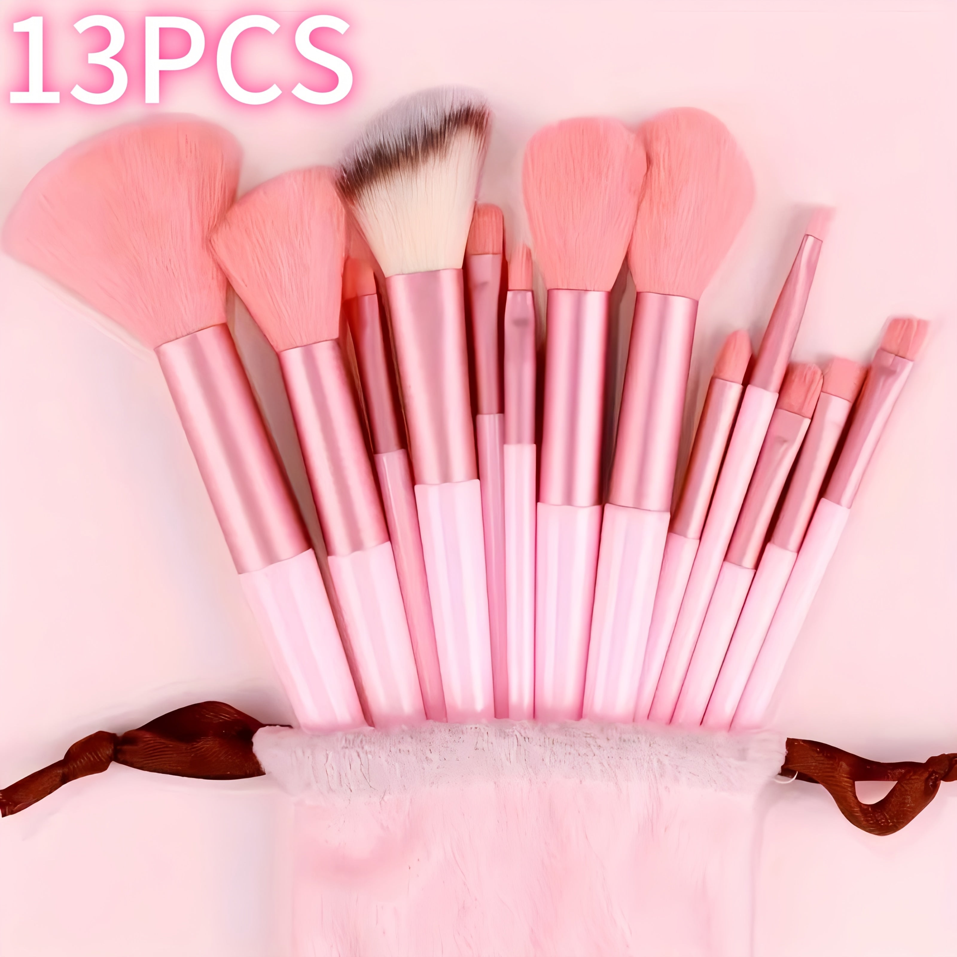 13-Piece Makeup Brush Set Nylon Synthetic Fiber Easy to Use Professional Travel-Friendly