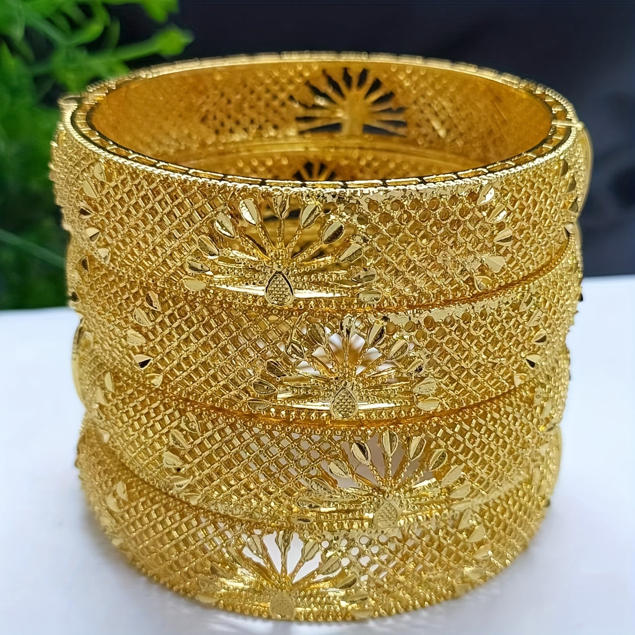 Gold-Plated Peacock Bracelet Set 4-Piece Jewelry Gift for Mother's Day Graduation