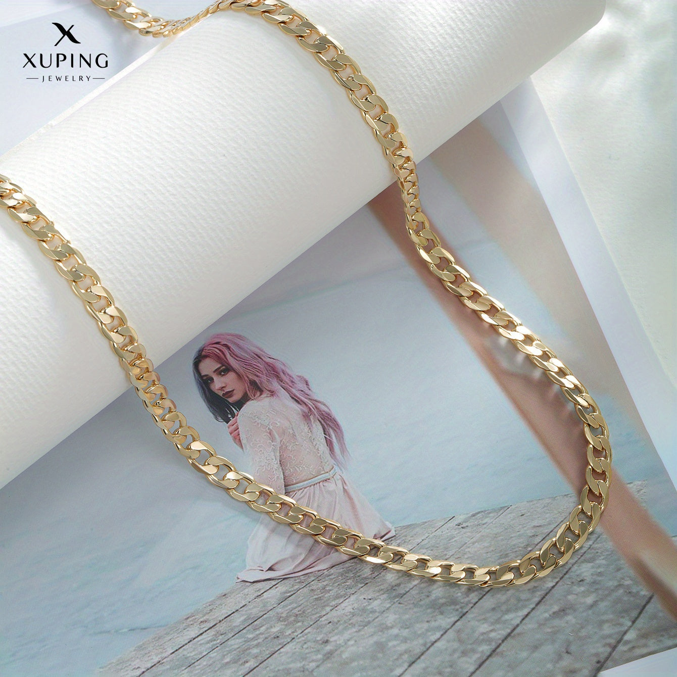 Chunky Cuban Chain Necklace for Men Gold Plated Street Fashion Accessory