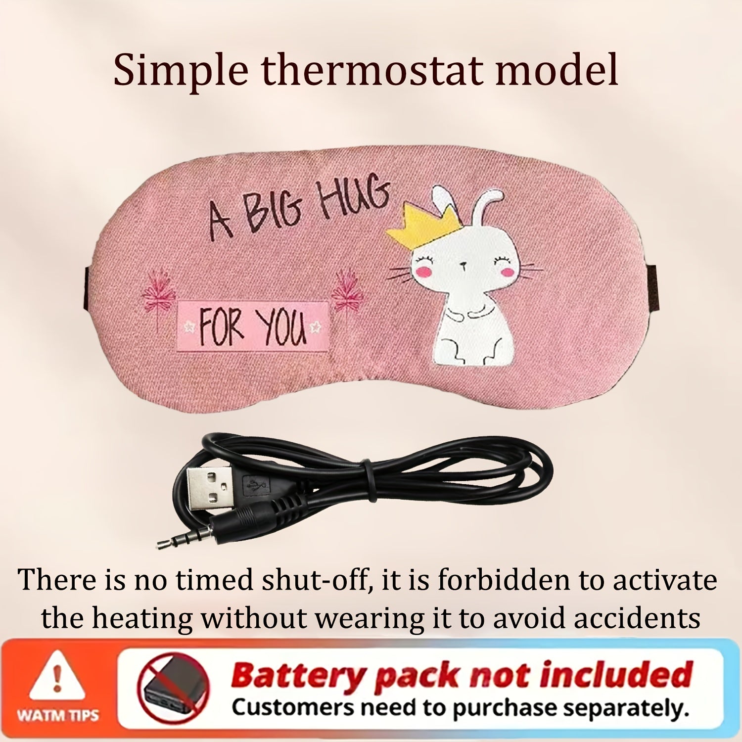 USB Heated Eye Mask with Adjustable Temperature, Includes Ear Plugs and Scented Bag