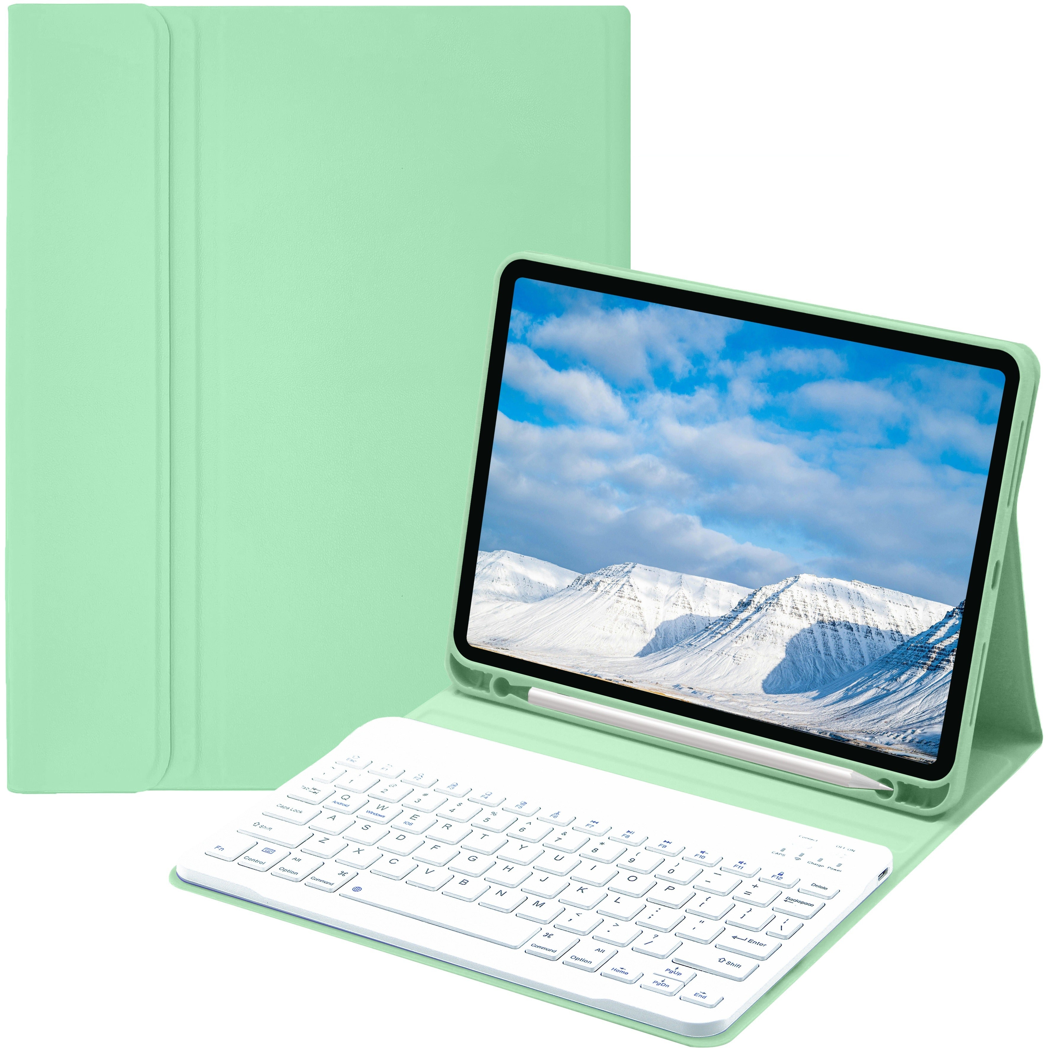 Funda con teclado para iPad Air 1-5, 5ª-10ª generación, Pro 11/12.9 pulgadas con teclado inalámbrico desmontable y soporte para lápiz