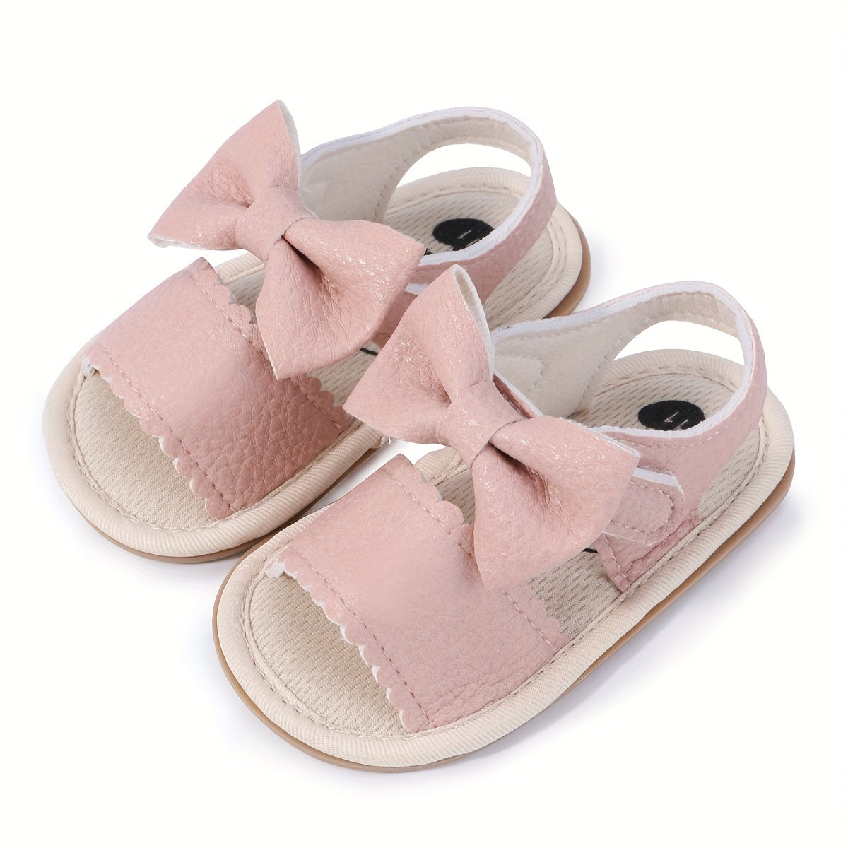 Baby Girl Summer Sandals Open Toe Bowknot Lightweight Breathable Anti-Slip Rubber Sole