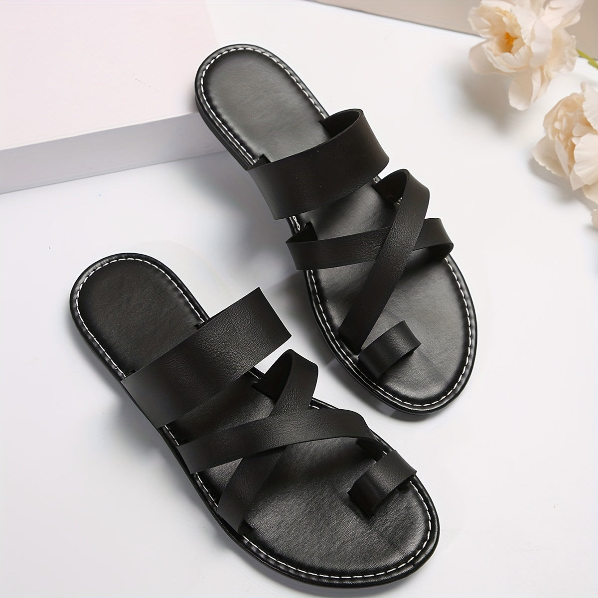 Women's Solid Color Slip-On Flat Beach Slides