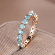 Elegant Boho Eternity Ring with Multicolor Zirconia Stones for Women