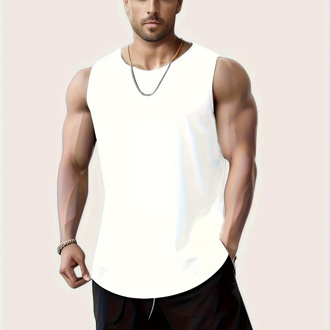 Men's Plus Size Sleeveless Tank Top for Running Training and Workouts Quick-Dry Breathable Polyester