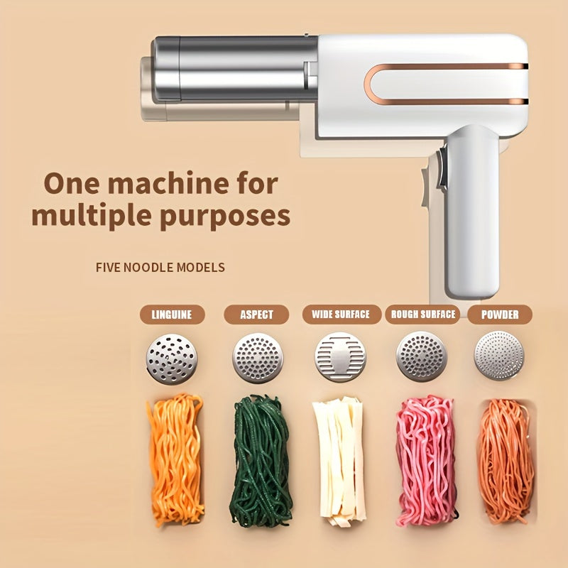 Electric Noodle Maker with Digital Display, Rechargeable USB, Stainless Steel