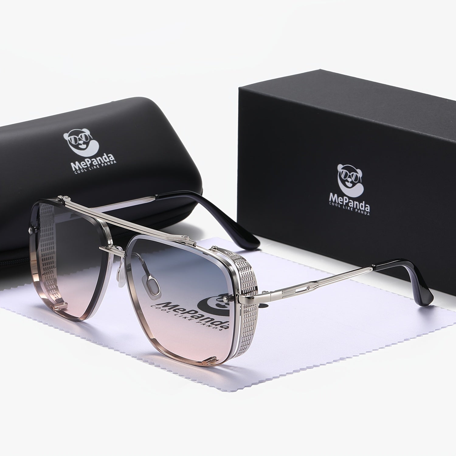 Men's and Women's Retro Square Metal Glasses Double Beam Fashion Eyewear