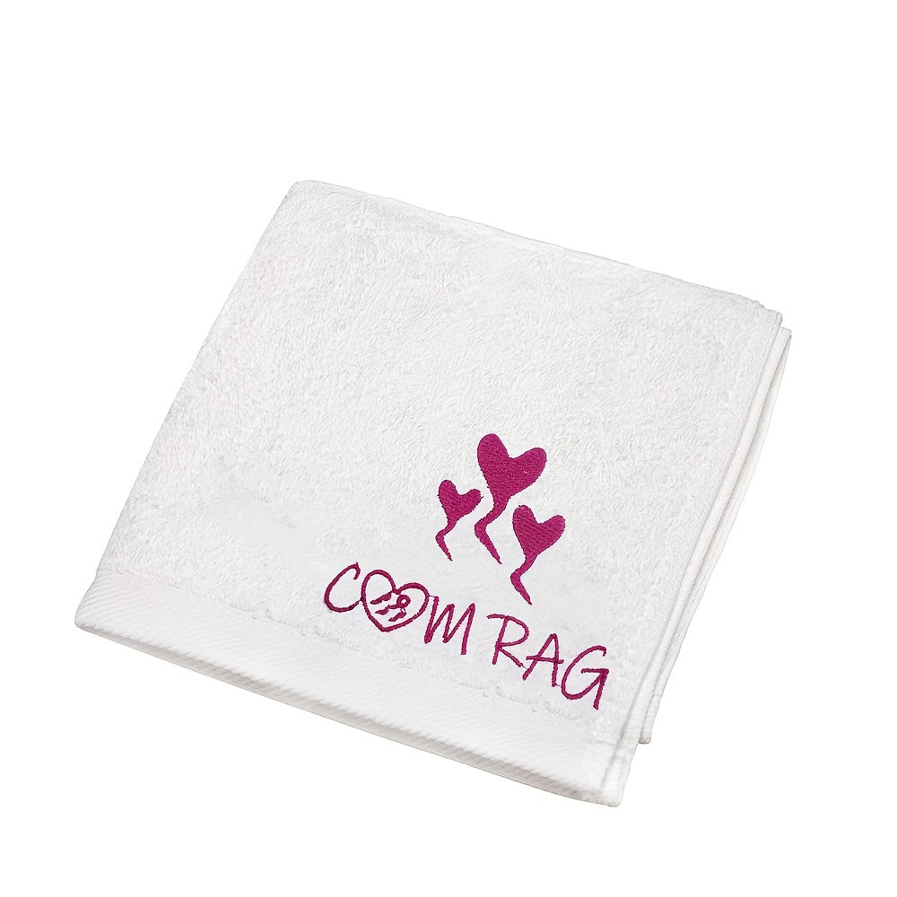 Romantic Embroidered Cotton Towel for Couples Heart Design Soft Absorbent Gift