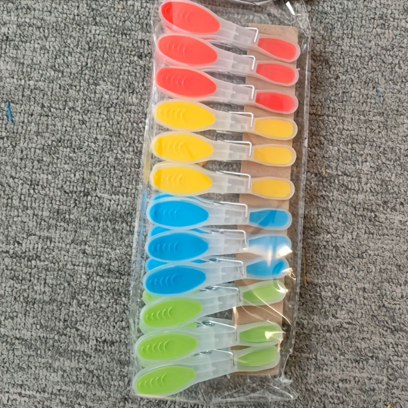 Set of 12 Multi-Purpose Plastic Spring Clothespins for Hanging Clothes and Quilts