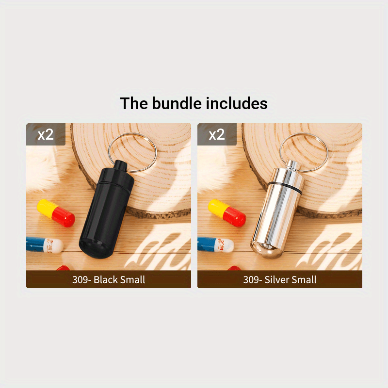 Portable Aluminum Pill Container Keychain Waterproof Small Travel Case