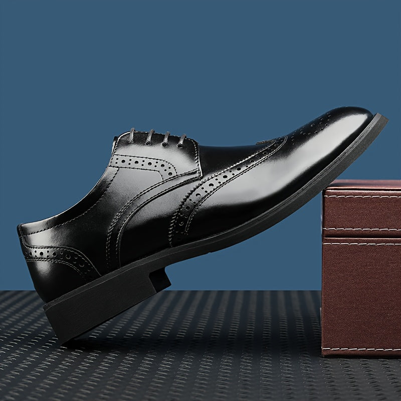 Zapatos de cuero tipo wingtip brogue para hombre con cordones y suela de goma para uso formal y casual