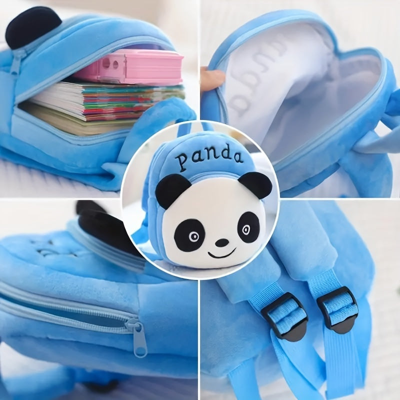 Kids' Plush Animal Backpack Set with Zipper Closure for Ages 3 and Up Bunny Panda Cat