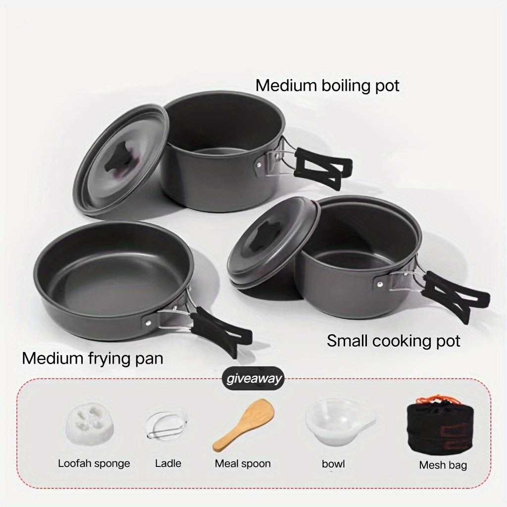 Outdoor Camping Cookware Set 8-Piece Aluminum Pots and Pans with Accessories