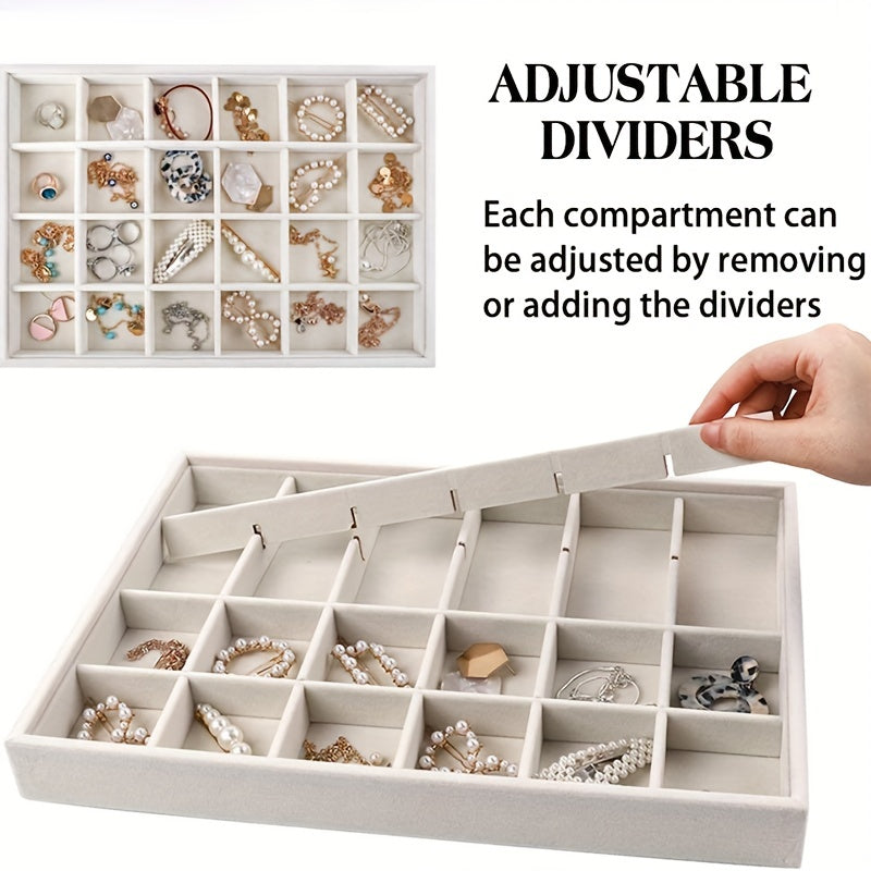 Bandeja organizadora de joyas de terciopelo para pendientes, anillos y collares