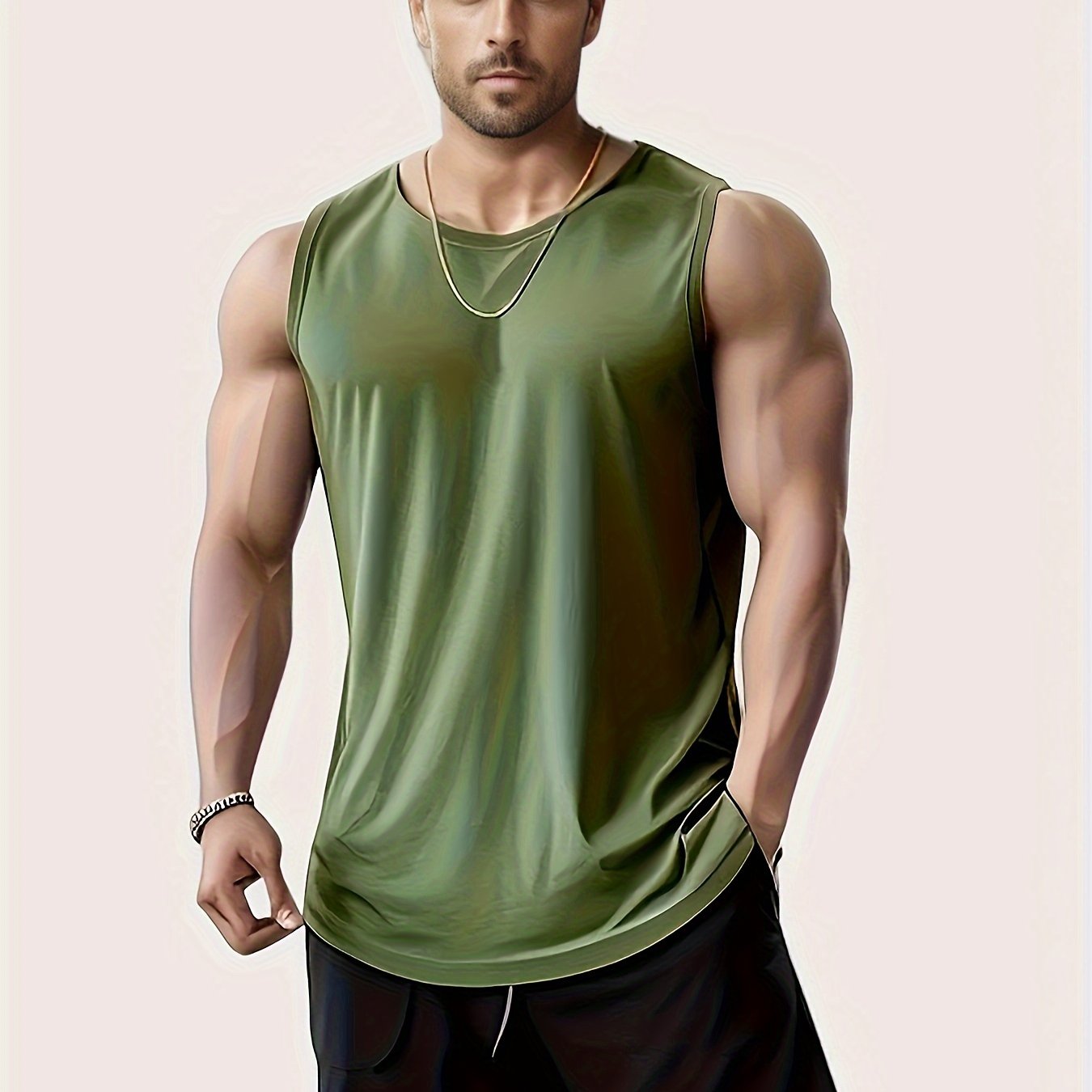 Men's Plus Size Sleeveless Tank Top for Running Training and Workouts Quick-Dry Breathable Polyester