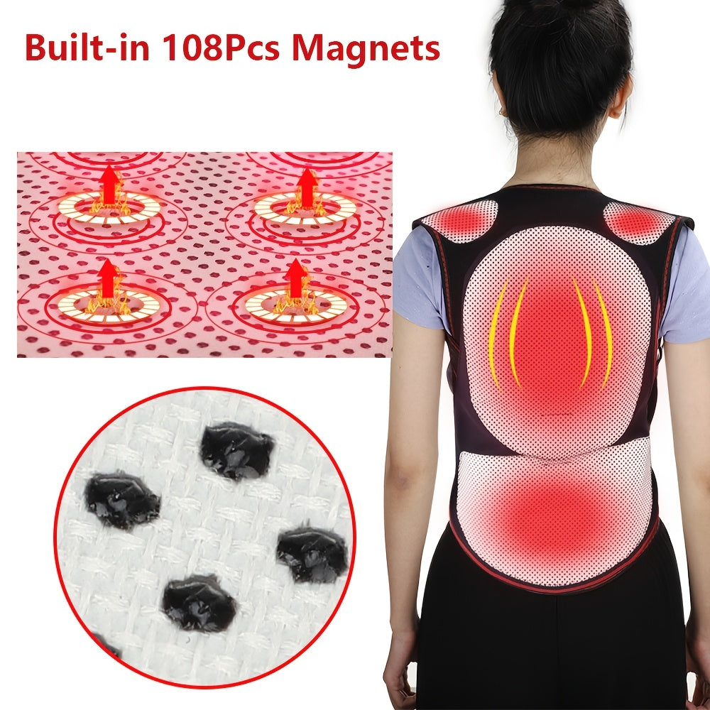 Unisex Waist Support Belt with Magnet Hot Compress Back Shawl Adjustable Orthopedic Brace