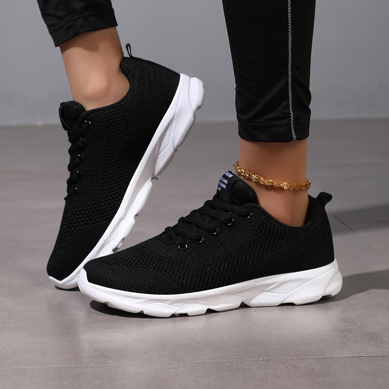 Women Breathable Mesh Knit Sneakers Allseason Casual Athletic Shoes Black White 35-44