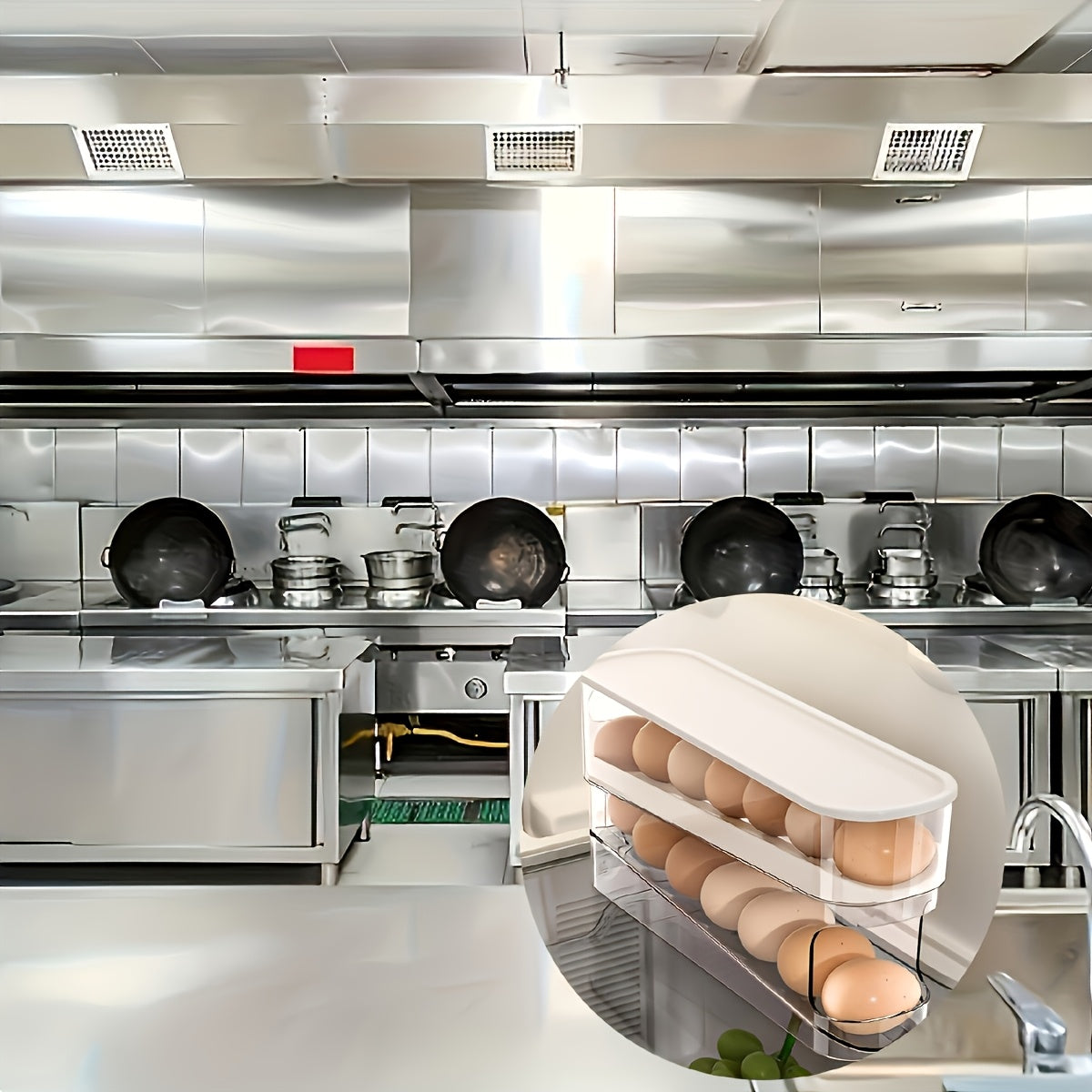 Caja de almacenamiento de huevos de doble capa con deslizamiento para nevera, soporte para huevos, organizador de cocina