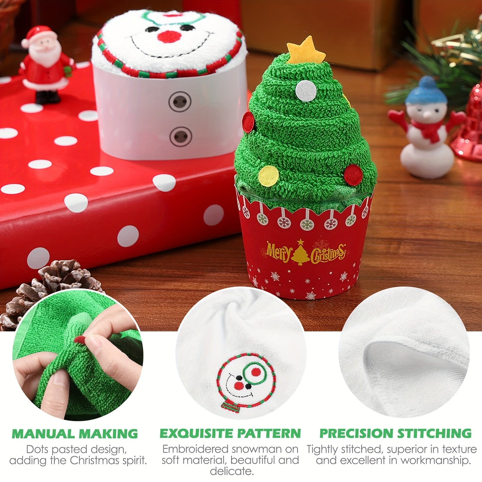 Christmas Kitchen Towel Set Santa Snowman Tree Microfiber Holiday Decor Gift